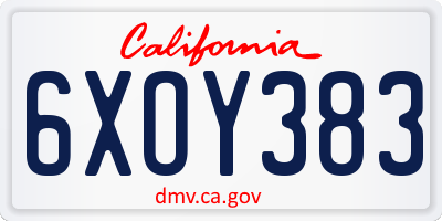 CA license plate 6XOY383