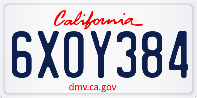 CA license plate 6XOY384