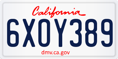 CA license plate 6XOY389