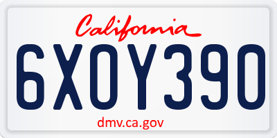 CA license plate 6XOY390