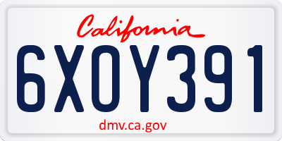 CA license plate 6XOY391