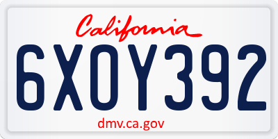 CA license plate 6XOY392