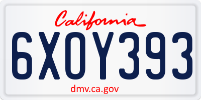 CA license plate 6XOY393