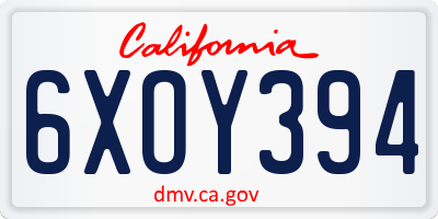 CA license plate 6XOY394