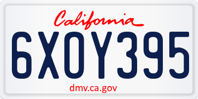 CA license plate 6XOY395
