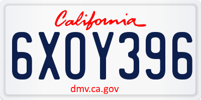 CA license plate 6XOY396