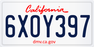 CA license plate 6XOY397