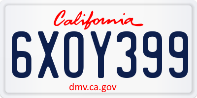 CA license plate 6XOY399