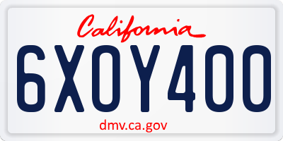 CA license plate 6XOY400