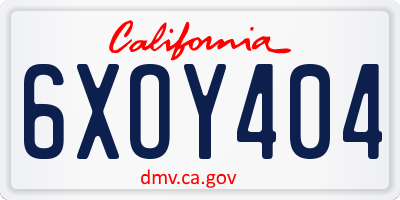 CA license plate 6XOY404