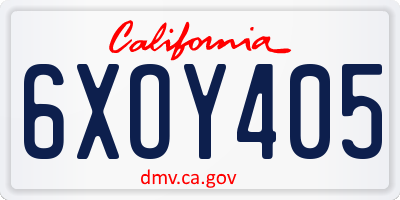 CA license plate 6XOY405