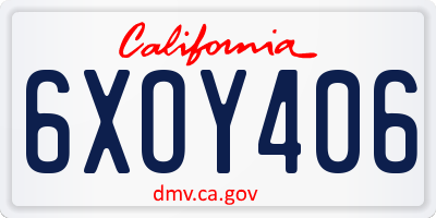 CA license plate 6XOY406