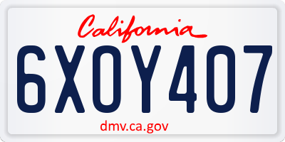 CA license plate 6XOY407
