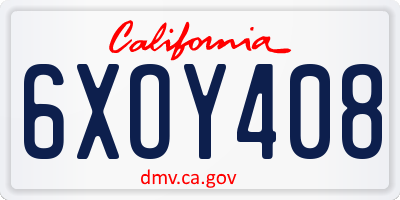 CA license plate 6XOY408