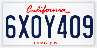 CA license plate 6XOY409
