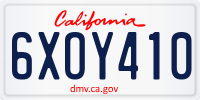 CA license plate 6XOY410