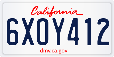 CA license plate 6XOY412