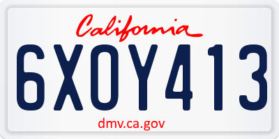 CA license plate 6XOY413