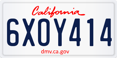 CA license plate 6XOY414