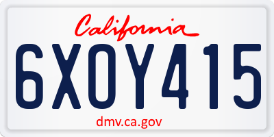 CA license plate 6XOY415