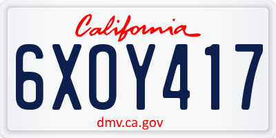 CA license plate 6XOY417