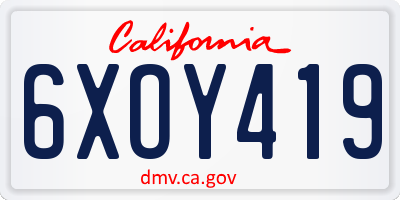 CA license plate 6XOY419