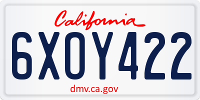 CA license plate 6XOY422