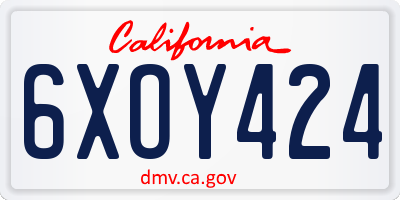 CA license plate 6XOY424