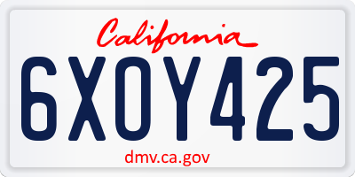 CA license plate 6XOY425