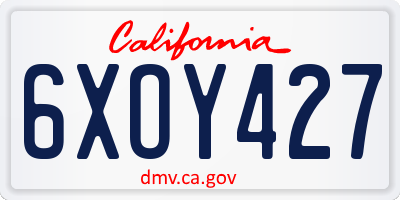 CA license plate 6XOY427
