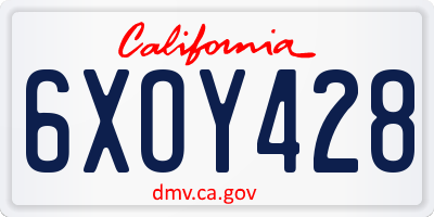 CA license plate 6XOY428