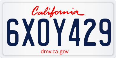 CA license plate 6XOY429