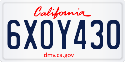 CA license plate 6XOY430
