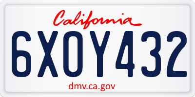 CA license plate 6XOY432