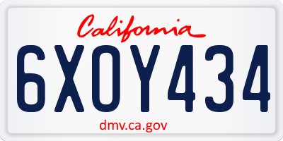 CA license plate 6XOY434