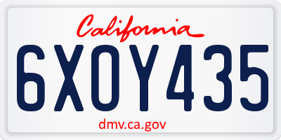 CA license plate 6XOY435
