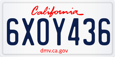 CA license plate 6XOY436
