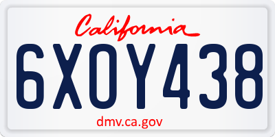 CA license plate 6XOY438