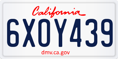 CA license plate 6XOY439