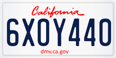 CA license plate 6XOY440
