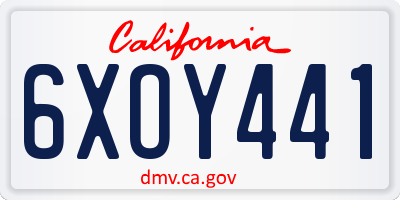 CA license plate 6XOY441