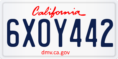 CA license plate 6XOY442