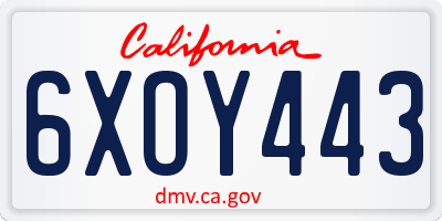 CA license plate 6XOY443
