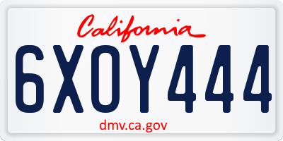 CA license plate 6XOY444