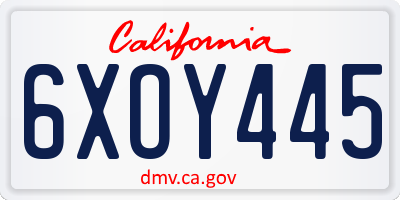 CA license plate 6XOY445