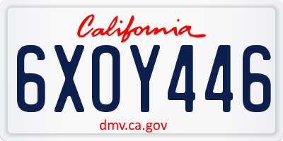 CA license plate 6XOY446
