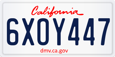 CA license plate 6XOY447