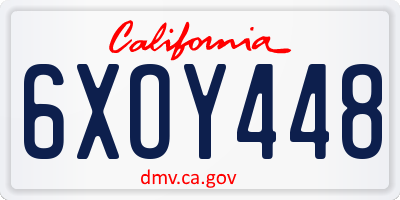 CA license plate 6XOY448