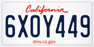 CA license plate 6XOY449