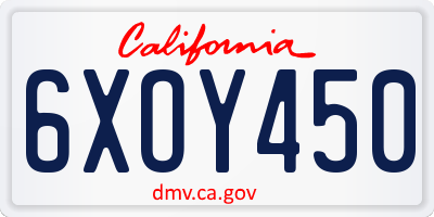 CA license plate 6XOY450